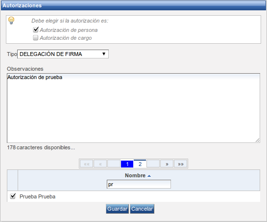Nueva autorización Nueva autorización