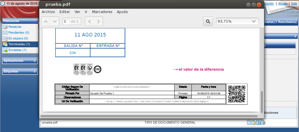 Informe de firmas con sello de registro Informe de firmas con sello de registro