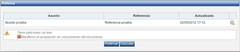 Pantalla de prefirma Pantalla de prefirma