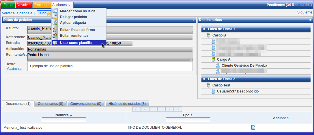 Redactar desde plantilla Redactar desde plantilla